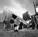 Architects Richard Whitaker, Donlyn Lyndon, Charles Moore, and William Turnbull—the designers of some of the earliest buildings at Sea Ranch—in Condominium #1 courtyard in 1991.&nbsp;