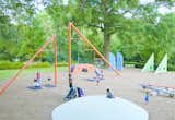 Completed in Atlanta, Georgia, in 1976, Piedmont Park's Playscape was designed by Japanese-American designer and artist Isamu Noguchi. The park, Noguchi's only completed playground, showcases his interest in abstract forms and sculptural elements in its angular, zig-zagging pieces. Swings hang from offset bars, and triangular shapes are particularly noticeable. In 2012, Herman Miller established an employee-led foundation and giving program that funded the restoration of Noguchi's Playscape in 2014. (Noguchi Playscape designed by Isamu Noguchi in 1976 for Piedmont Park, Atlanta, Georgia, restored with a grant from Herman Miller Cares, 2014.)