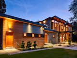 The Gravity House facade glows proudly at night