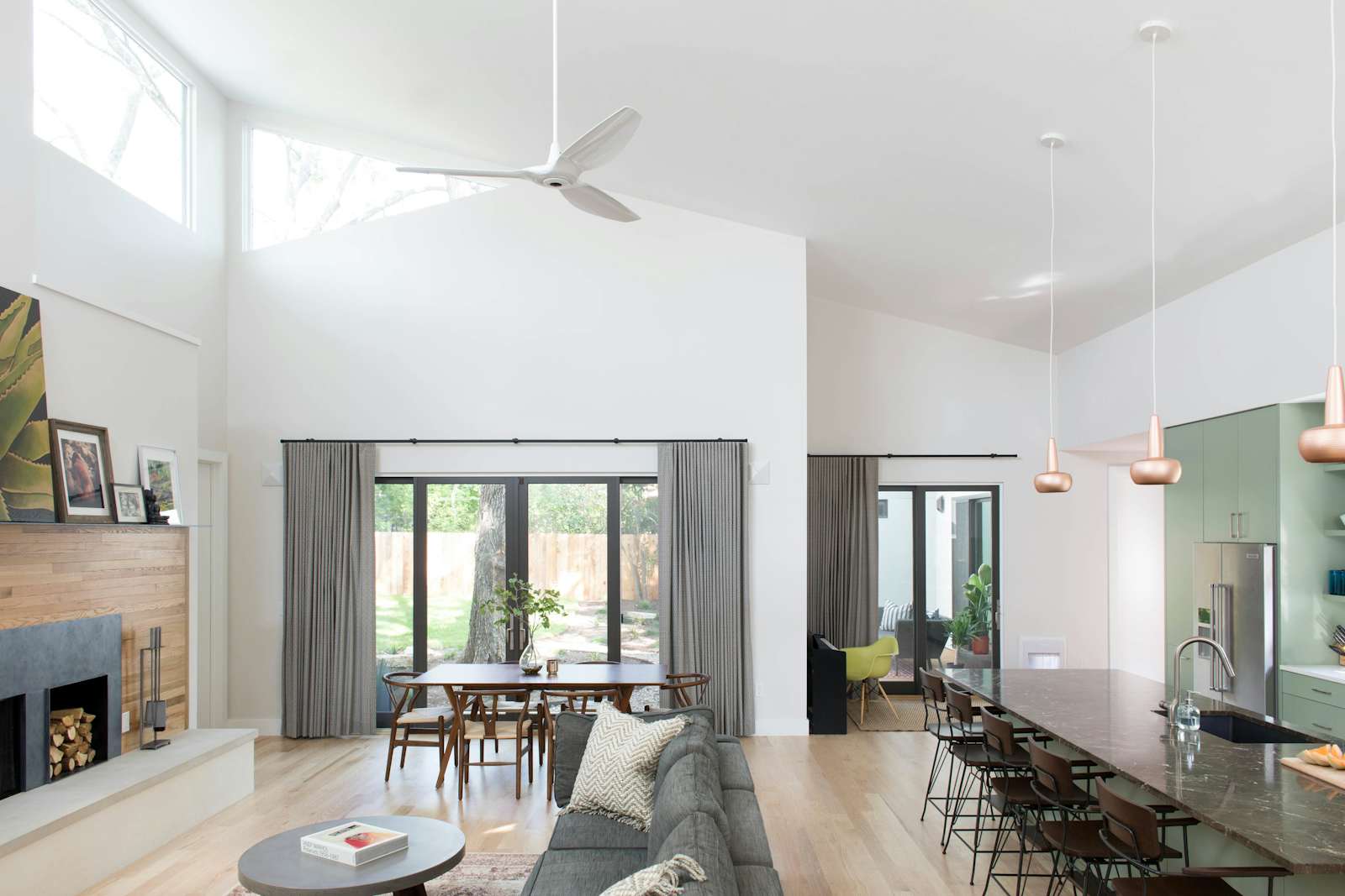 Open Concept Irregular Shaped Living Room