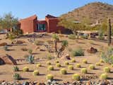 Earth-Contact Arizona Desert Home/Office floor set 30" below this xeriscape desert garden. 