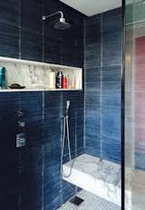 Textured blue concrete and marble shower  Photo 2 of 5 in At Home With Art by Andrew Mikhael Architect