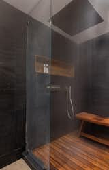 Teak and stone shower