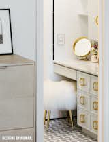 Bath Room, Marble Counter, Marble Floor, and Drop In Sink Detail of entrance to Bathroom.  Photo 8 of 10 in Brooklyn Heights Glam Apartment by Designs by Human.