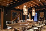 Seating for 12, Oak and Steel, Wide Plank Oak Floors, Custom Mill, Wood Panel Walls, Exposed Structure, Industrial Strength, Oak Plank Table, Open Oak and Steel Stairs, Blown Glass Lights, Cedar Log Candle Stand, Timber Frame Hammers, Kef In home stereo, low voltage tech lighting throughout