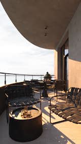 Outdoor lounge with modern seating and warm sunset lighting creates a serene ambiance.

#EO3H #sirotovarchitects #outdoordesign