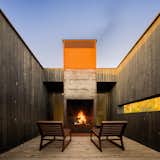 Studio terrace and fireplace