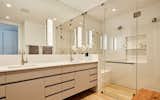 Bath Room, Medium Hardwood Floor, Recessed Lighting, Enclosed Shower, and Drop In Sink  Photo 17 of 23 in Modern Townhouse by Catherine Truman Architects