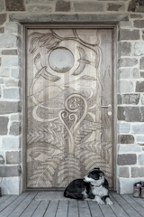 front door hand crafted by artist Mark Trinham 