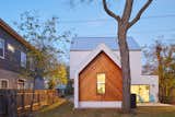 The ADU nestles within the high-density Holly neighborhood in East Austin. 