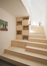 New ash wood “stairage” (stairs with built-in storage)