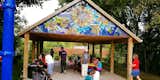 The pavilion at Binghamton's Sunflower Park has been transformed into a glass mosaic tile masterpiece. Emily Jablon designed and installed this work of art. How much fun would it be to have this embellish your retaining wall or gardenscape?!

#outdoorlivingdesign #wallart #ihavethisthingwithcolor #streetart #wall #art #pavilion #park #publicpark #publicart #picoftheday #bestoftheday #community #love #friendship #artwatchers