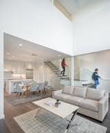 Open living space with 2-story volume