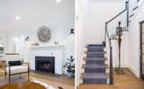 Original fireplace + custom stair railing   Search “Asymmetrical-Hex-Runner.html” from Favorites