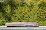 A bench water feature was added to the infinity pool in the second part of the design. Tall lush planting was added for privacy.