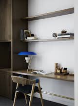 Office, Chair, Study Room Type, Library Room Type, Desk, Lamps, and Shelves  Photo 13 of 13 in A Melbourne Midcentury Gets a Palm Springs-Inspired Revival