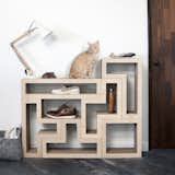 The modular cat tree from KATRIS includes a set of five blocks (each a different shape) and 10 clips for securing the blocks together. The beauty of the KATRIS approach is the flexibility of the design: you combine the blocks to create whatever formation you can imagine, which keeps the cat from getting bored. 