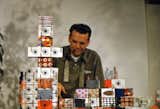 Charles Eames with the Pattern Deck, House of Cards, 1952.