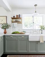 The existing cabinets were painted Card Room Green by Farrow & Ball.