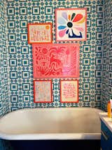 Marita inherited the clawfoot tub from a neighbor and surrounded it with Zia Tile.