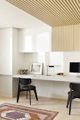 Two built-in desks are a spot for kids to do homework.