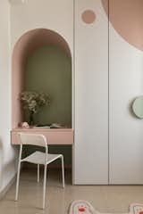 An arched alcove was also created for the desk.