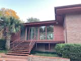 Before: The stairs on the original deck terminated right at the pool.