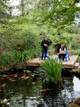 The 6,000-gallon koi pond is a favorite spot for the couple to hang.