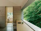 The open-air section of the ribbon window is lined in aluminum.