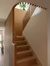 In the remodel and addition, the lower level gained very tall ceilings—over ten feet—since the home is on such a steep lot.