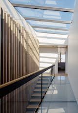 Hallway and Light Hardwood Floor Main Stair Slat Screen at Skylight and Glass Walkway  Photo 19 of 33 in Dolores Heights Residence I by John Maniscalco Architecture