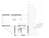 Here's the upper-level floor plan that includes the master suite, kitchen, dining area, and living room. 