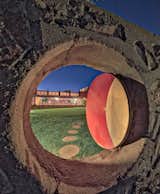 Deeply influenced by Asian culture, art, and design, Wright reflected some of that influence into the design of Taliesin West.  Here, the "Moon Gate," a circular opening, displays a hint of the Eastern influence.