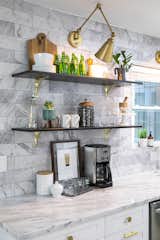 Open shelves provide a location to display decorative accessories. 
