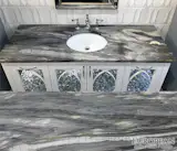 Calacatta Cielo is an Italian marble with exquisite sky blue tones rarely seen in natural stone, accentuated with swirling dark and light veining of gray and charcoal.
Featured in this bathroom vanity top, the marble’s unique patterning is right on trend but sure to be a timeless look.
Find out more here: http://www.egmcorp.com/marble/calacatta-cielo-leather