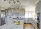 Glamorous soft gray and white kitchen