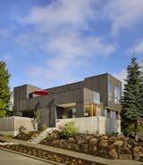 Front Yard, Side Yard, Trees, Garden, Slope, Boulders, Raised Planters, Concrete, Casement, Doors, and Exterior  Doors Front Yard Slope Photos from BLK_LAB