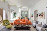 The Desert Pavilion's furnishings and artwork pop against the home's pristine and calm interior architecture and neutral palette. 