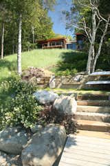 Outdoor, Back Yard, Slope, Field, Woodland, Garden, Shrubs, Trees, Grass, Walkways, Gardens, Hardscapes, Wood, Boulders, Flowers, Landscape, Large, Small, Pavers, and Stone  Outdoor Slope Walkways Back Yard Photos from Walloon Lake House