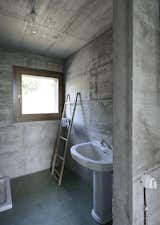 Bath Room, Concrete Counter, Stone Counter, Wood Counter, Concrete Floor, Freestanding Tub, Open Shower, Ceiling Lighting, Concrete Wall, and Two Piece Toilet  Photos from HOUSE R