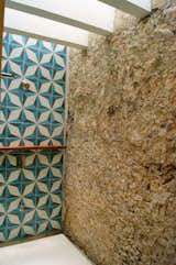 Bath, Concrete, Stone Tile, Open, and Mosaic Tile Master bathroom  Bath Stone Tile Mosaic Tile Concrete Photos from Casa del Aljibe