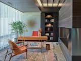 View of office.  Fireplace of Vintage Brown Antique marble.  