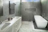 Bath, Engineered Quartz, Freestanding, Porcelain Tile, Open, Undermount, Wall, Recessed, One Piece, and Stone Slab Owners Bath  Bath Open Stone Slab Undermount Photos from Sanders