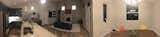 Kitchen, Ceramic Tile Floor, Cooktops, Concrete Counter, Glass Tile Backsplashe, Range, Ceiling Lighting, Refrigerator, Recessed Lighting, Colorful Cabinet, Range Hood, and Drop In Sink  Photo 9 of 10 in The Cooke North Valley House by Daniel Cooke