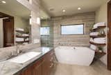 Bath Room, Granite Counter, Undermount Sink, Freestanding Tub, Limestone Floor, Open Shower, Recessed Lighting, and Stone Tile Wall Master Bathroom  Photos from La Jolla Modern