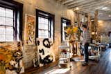 "work" area... McClendon painting. 