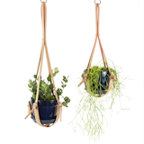 Knotted Leather Hanging Plant Holder