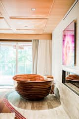 Bath Room, Medium Hardwood Floor, Freestanding Tub, Ceramic Tile Floor, Soaking Tub, Ceramic Tile Wall, and Ceiling Lighting A custom sapele wood tub.  Photo 18 of 28 in Bound Together by Big Sky Design