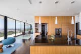 Kitchen, Wall Oven, Dark Hardwood Floor, Recessed Lighting, Pendant Lighting, and Drop In Sink  Photo 7 of 19 in Hope Ranch Residence by Blackbird Architects