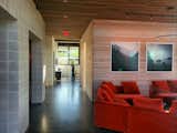 Polished concrete reflects light onto the wood textured surfaces to create playful interactions between materials and to maintain optimal daylighting throughout the tasting room.